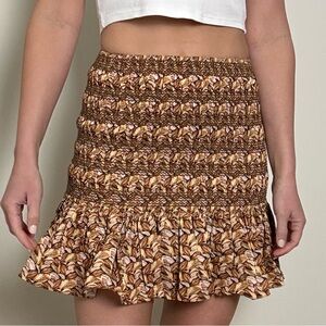 Acler Brown Leaf Patterned Mini Skirt